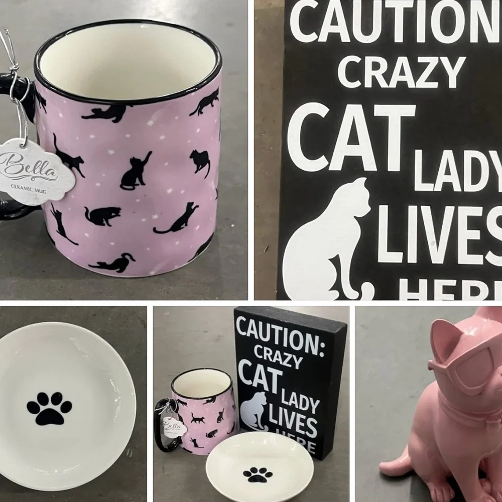 White Ceramic Dog / Cat Bowl with Black Paw. 6” Diameter x 1” High.